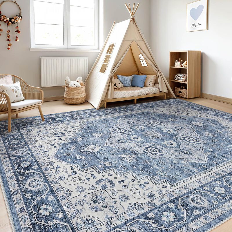 Alfombra Loongrug 178x229 cm Lavable Boho Azul ... image number null