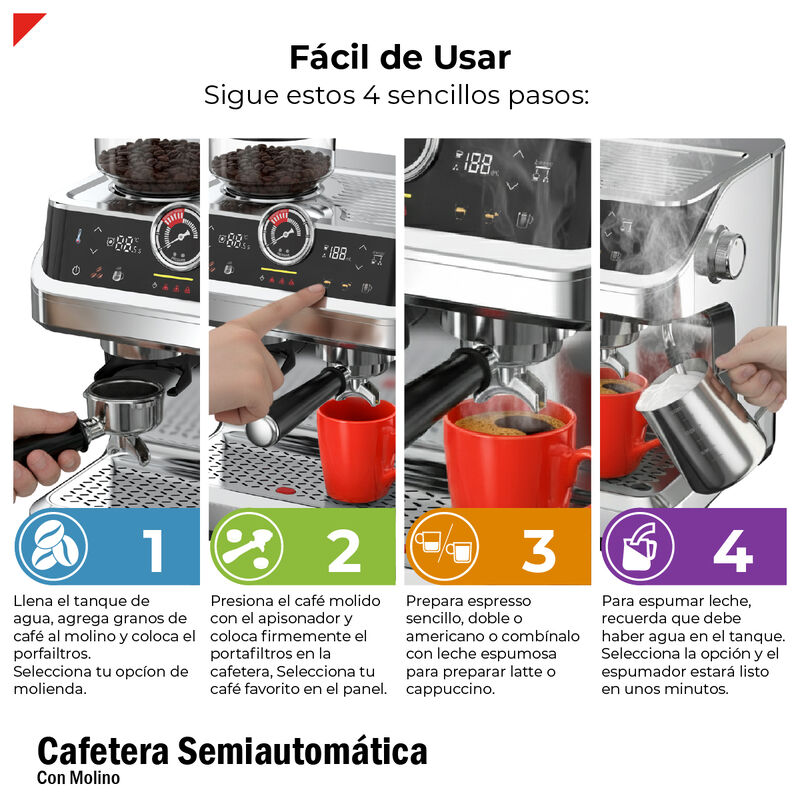 Cafetera Semiautom&aacute;tica Con Molino Bogner Becm0... image number null