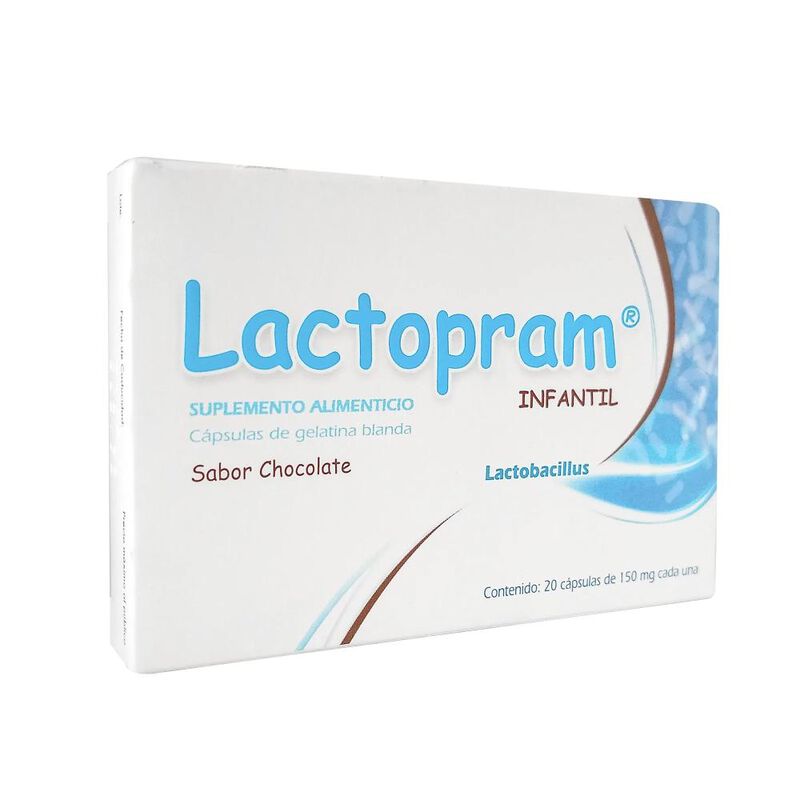 Lactopram Infantil Chocolate 150 Mg 20 C&aacute;psulas image number null