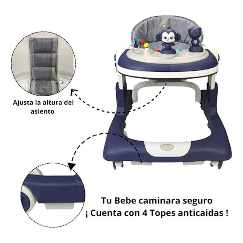 Andadera Caminadora Azul 2 En 1 Con Luz Y Sonid... image number null