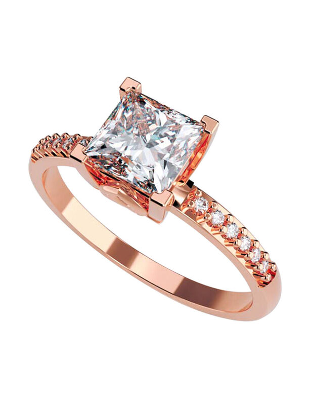 Anillo de Compromiso en Oro Rosa 14K con Circon... image number null