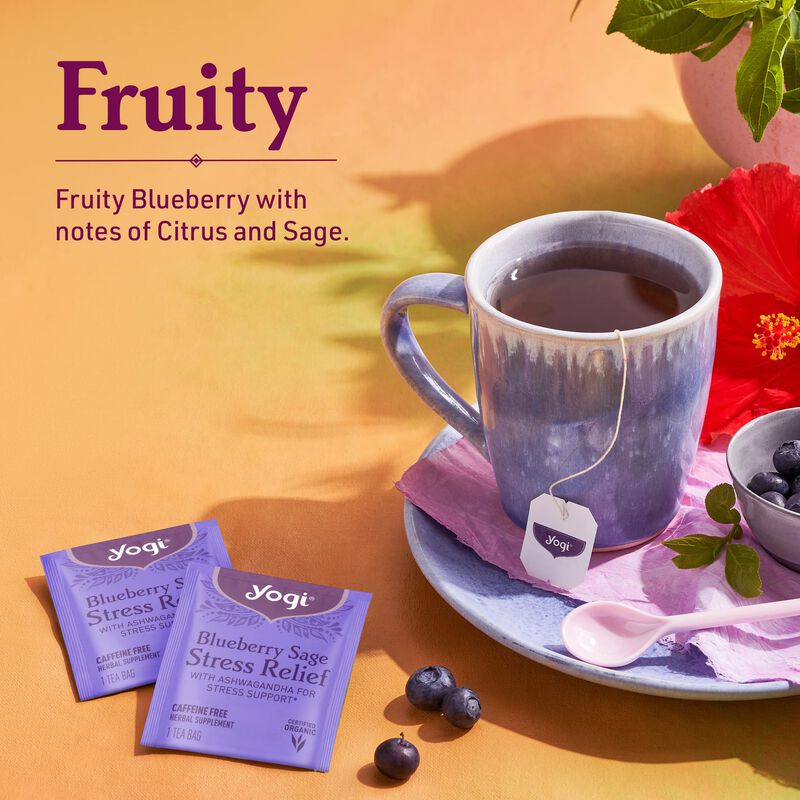 Tea Yogi Blueberry Sage Stress Relief 16 Bolsit... image number null