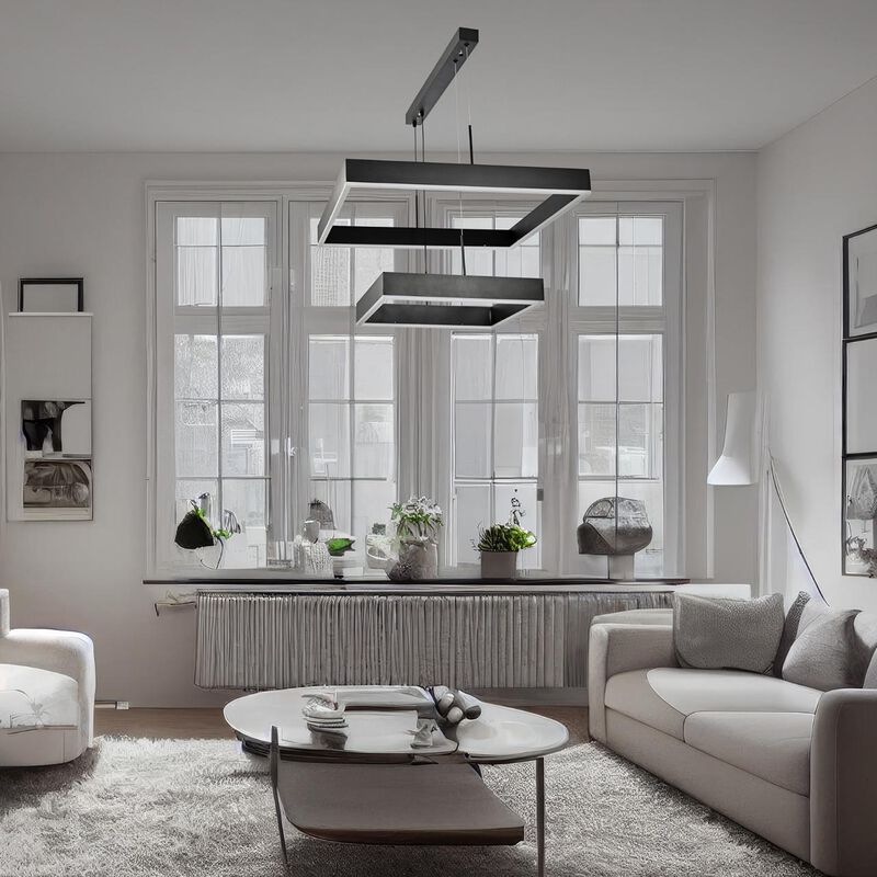 L&aacute;mpara Moderna Colgante Led 2 Rect&aacute;ngulos (Neg... image number null