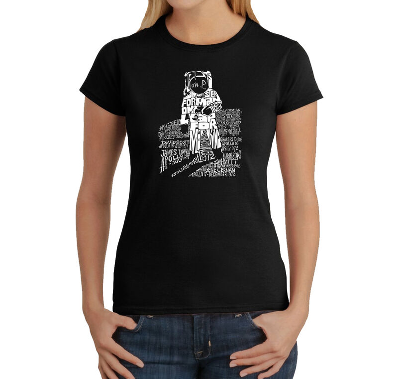 Camiseta Word Art Para Mujer - Astronauta- Negr... image number null