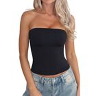 Top Tubo Qinsen Negro Sin Tirantes Doble Forro