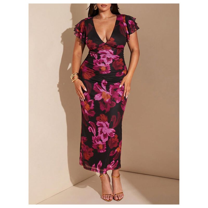 Vestido Maxi Floral BEAUDRM Talla Plus image number null