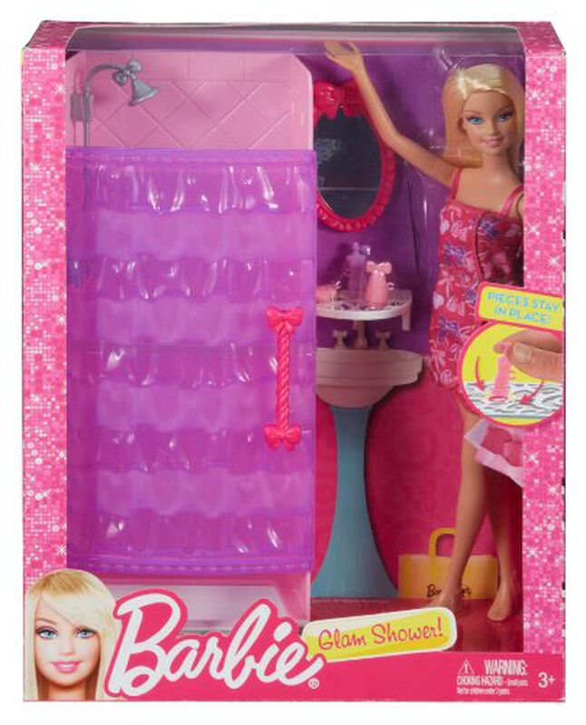 Playset Barbie Glam Shower Con Mu&ntilde;eca Y Accesor... image number null