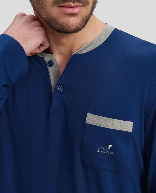 Pijama Modal con Botones Azul image number null