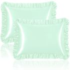 Juego De 2 Fundas De Almohada Homiest Tama&ntilde;o Queen Verde Menta Con Volante