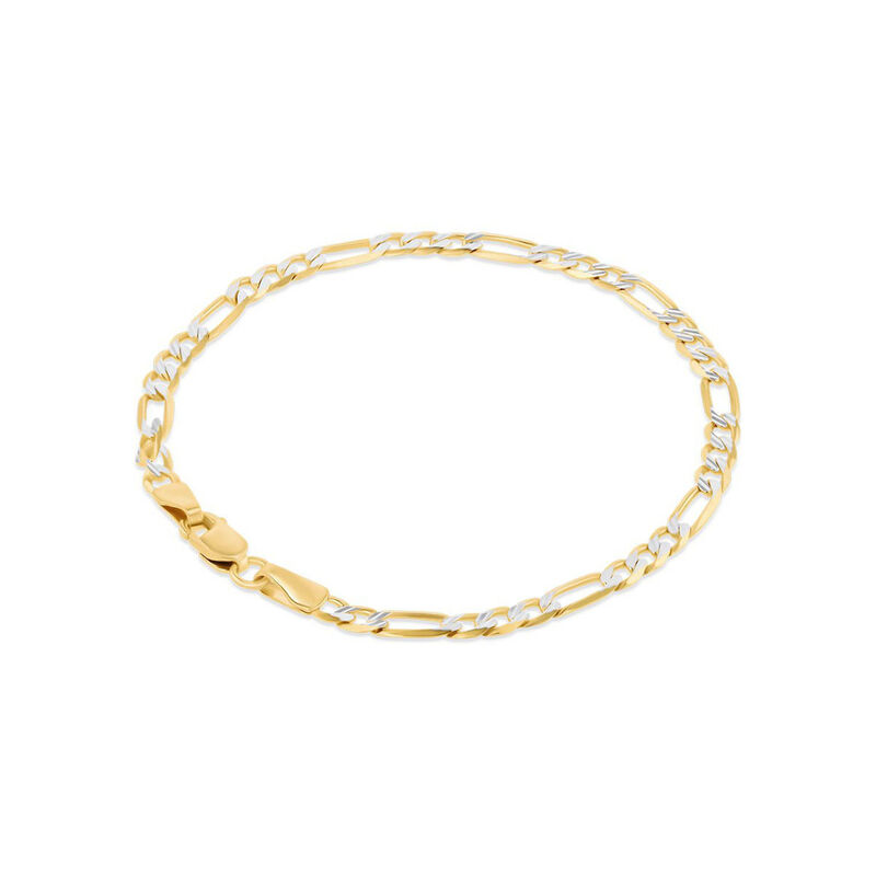Pulsera De Oro Amarillo Con Platinado 14K 3X1 (... image number null