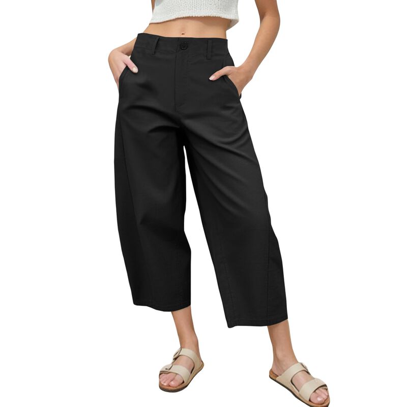 Pantalones Egockal Pierna Barril Mujer Bolsillo... image number null