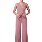 Conjunto Elegante De 2 Piezas, Conj-0213 Coral Chaleco Entallado Y Pantal&oacute;n Palazzo Para Mujer