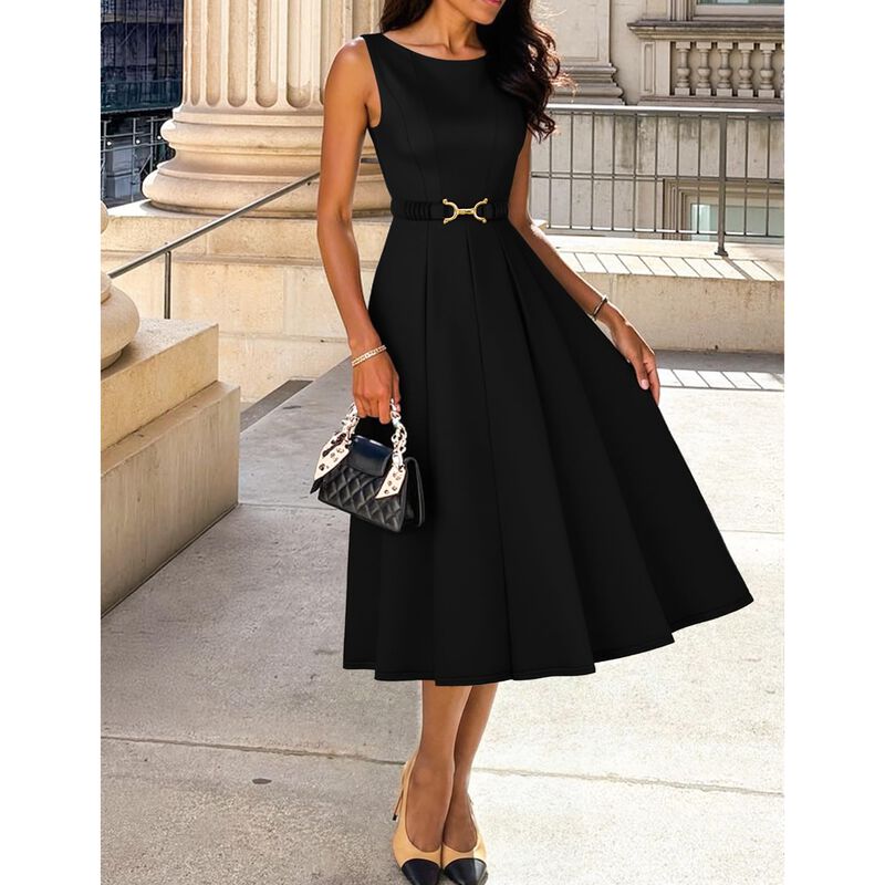 Vestido Zesica Sin Mangas Midi Negro M image number null