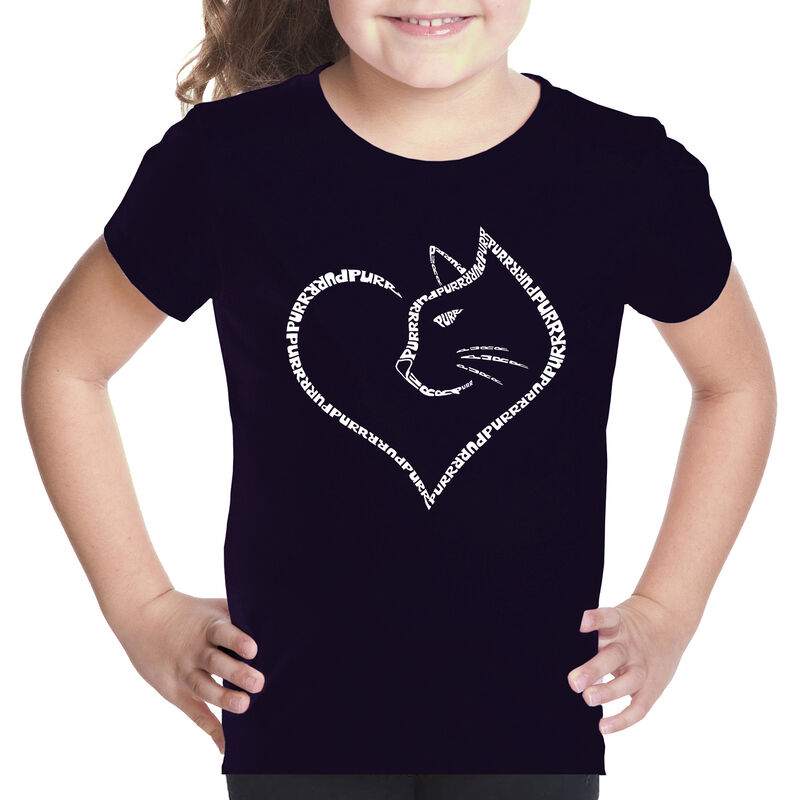 Camiseta Word Art Para Ni&ntilde;a - Coraz&oacute;n de Gato -... image number null