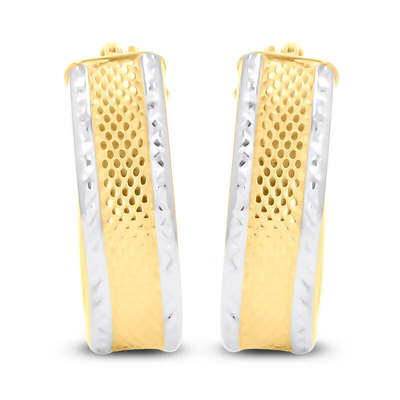 Arracadas Ovaladas De Oro Amarillo Y Blanco 14k... image number null