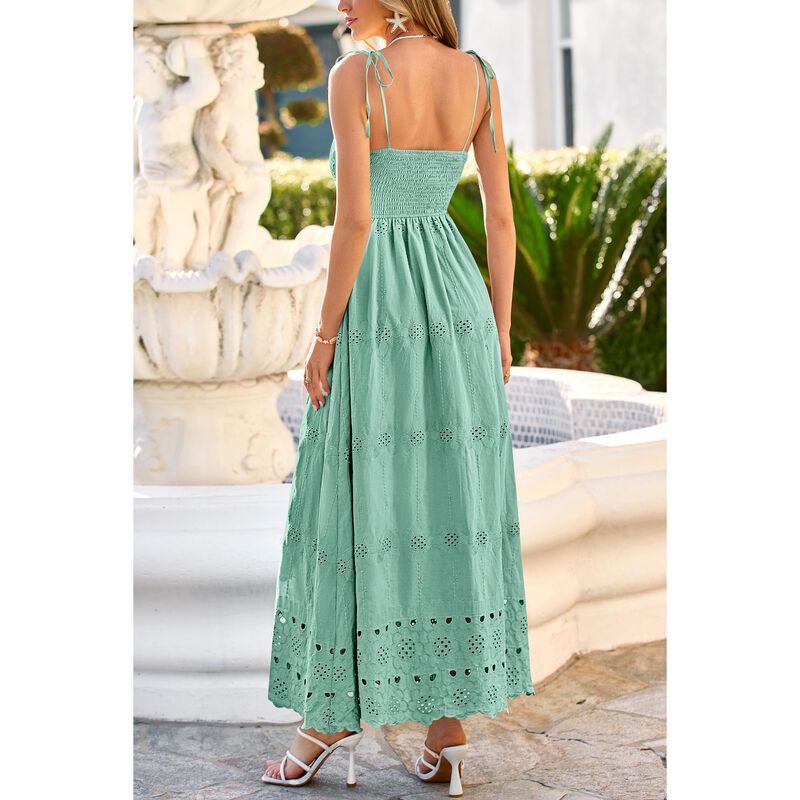 Vestido Maxi Dowerme Boho de Algod&oacute;n Verde Salv... image number null