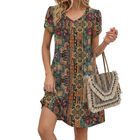 Vestido Boho Zeagoo Estampado Tropical Marr&oacute;n