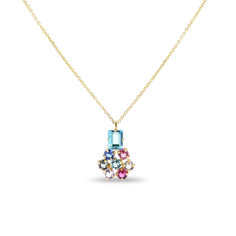 Dije Flor Plata Dorada 925 Con Piedras De Color image number null