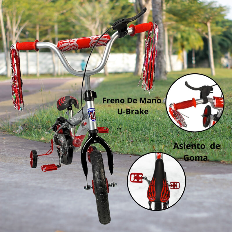 Bicicleta Infantil Ni&ntilde;os R12 Ruedas Auxiliares ... image number null