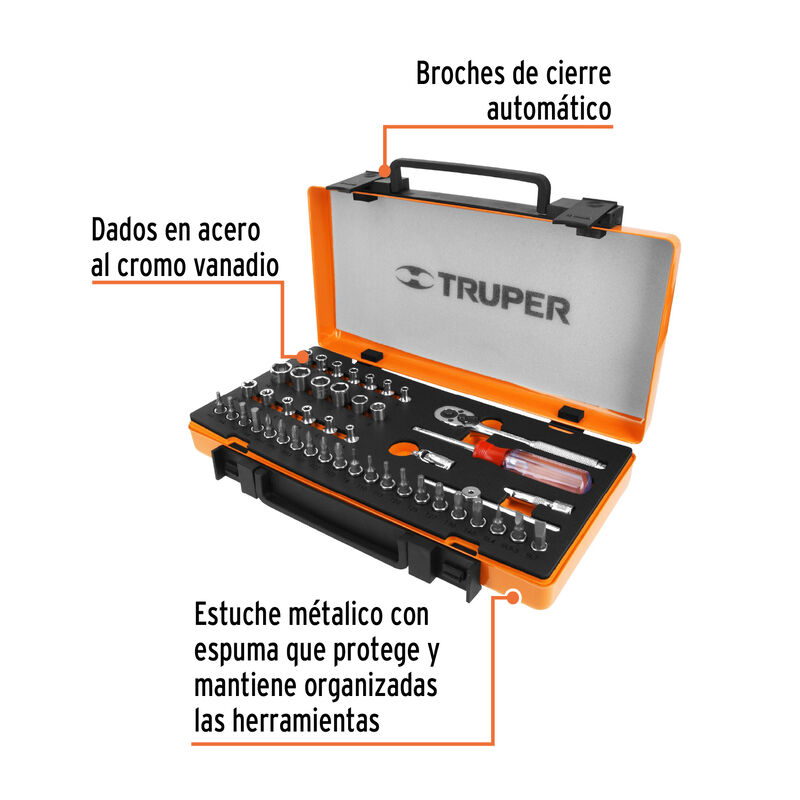 Juego de 45 Herramientas Cuadro 1/4' Mm para Me... image number null