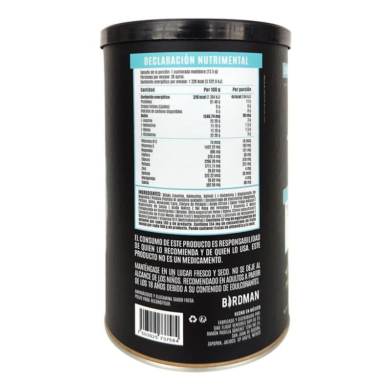 Bcaas Y Glutamina Fresa Birdman 405g image number null