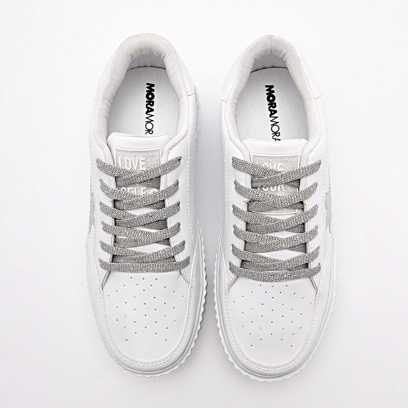 Moramora Tenis Chunky Para Mujer Blanco Plata C... image number null