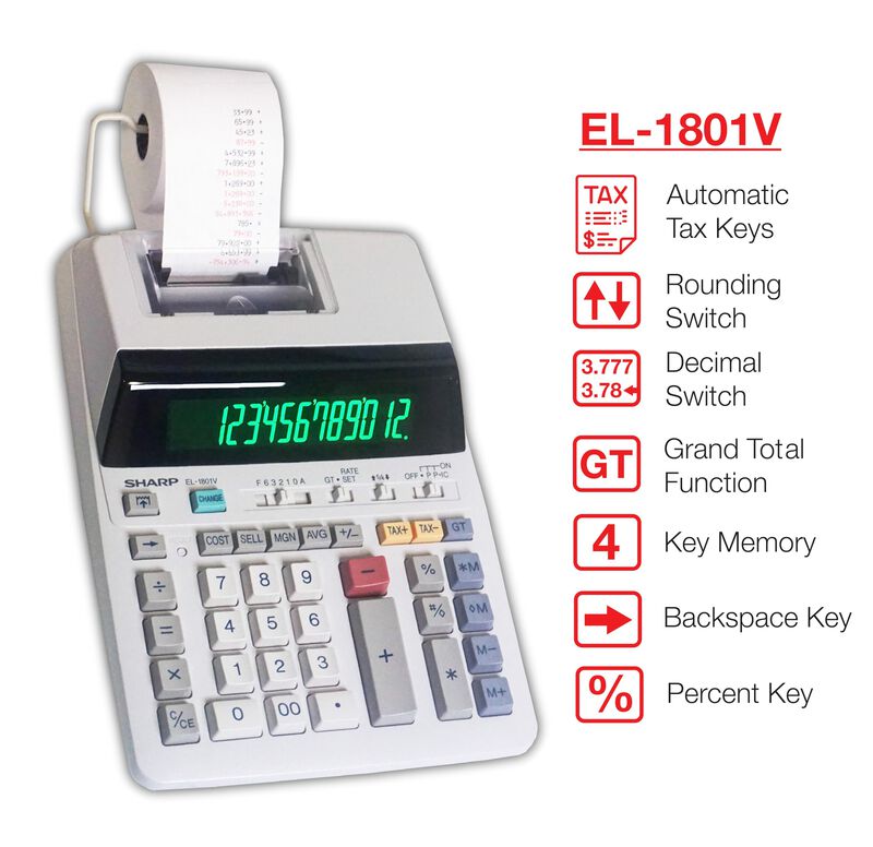 Calculadora De Impresi&oacute;n Sharp El-1801v Ink, 12... image number null