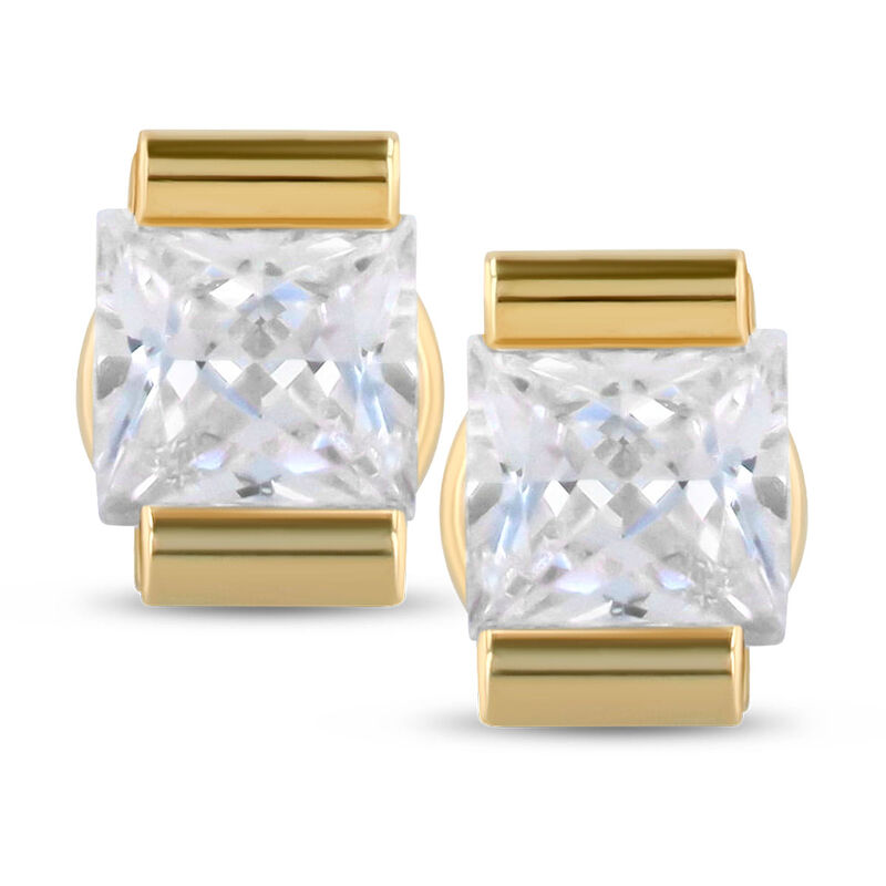 Broqueles De Oro Amarillo 14k Con Zirconias image number null