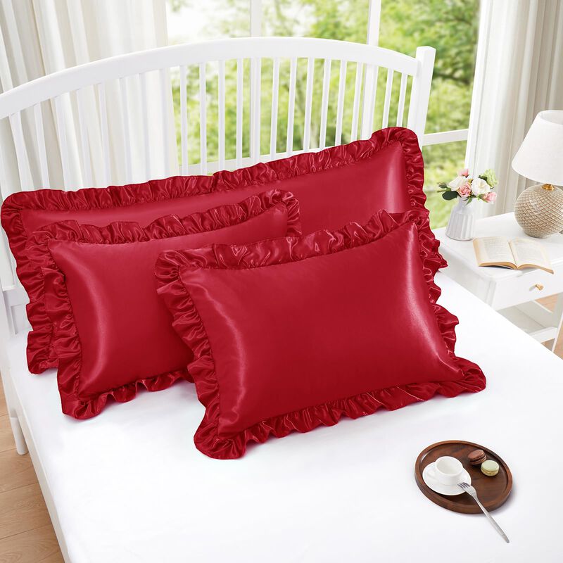 Funda De Almohada Homiest Queen Rojo Con Volado... image number null