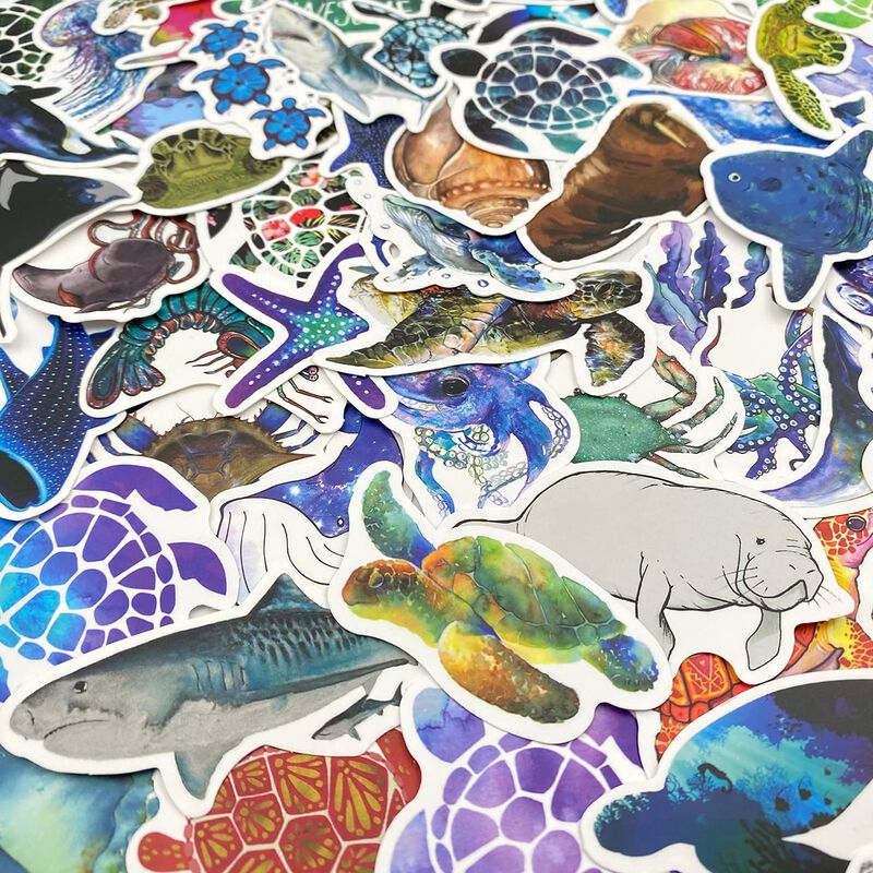Pegatina Aowplc Ocean Animal, Vinilo Impermeabl... image number null