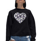 Sudadera De Cuello Redondo Word Art Para Mujer - Coraz&oacute;n de Perro - Negro