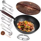 Wok Leidawn de Acero Al Carbono 12.8" con Tapa y 10 Utensilios