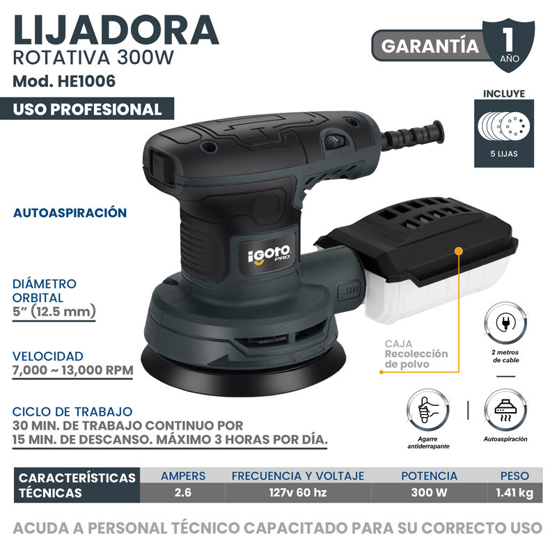Lijadora Rotativa IGOTO PRO 300W HE1006 image number null
