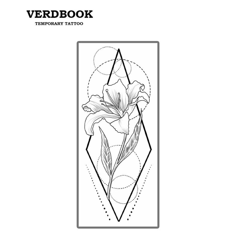 Tatuaje Temporal Verdbook Lirio Geom&eacute;trico - 2 ... image number null