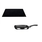 Parrilla de Inducci&oacute;n DUE-E Empotre 2Q Cristal + Sart&eacute;n Asador Kasa Granite Noir Metallic 27CM END