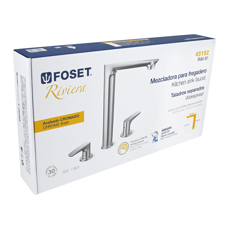 Mezcladora Cromo Cuello Alto para Fregadero Fos... image number null