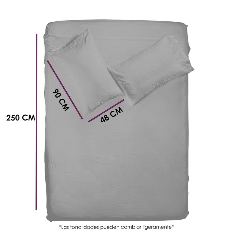 Juego de Sábanas Tacto Seda Kin Size Gris image number null