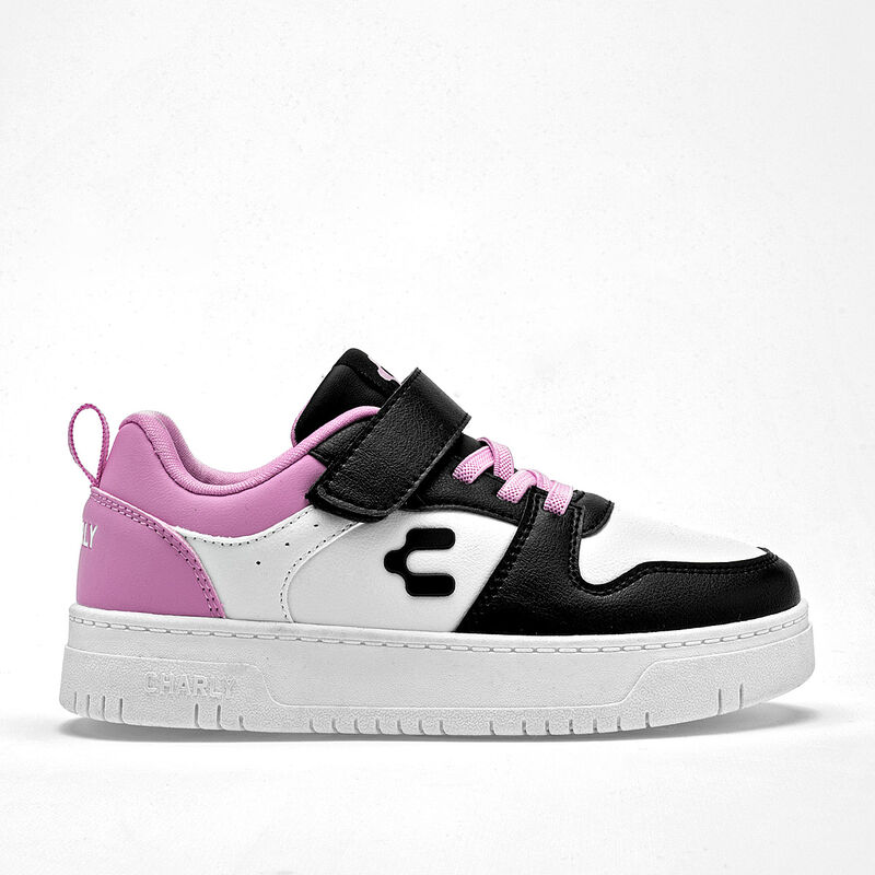 Charly tenis urbano para ni&ntilde;a blanco negro rosa... image number null