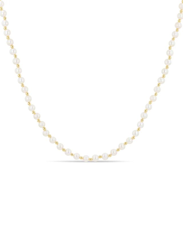 Collar De Perlas Blancas Y Oro Amarillo 14k (43... image number null