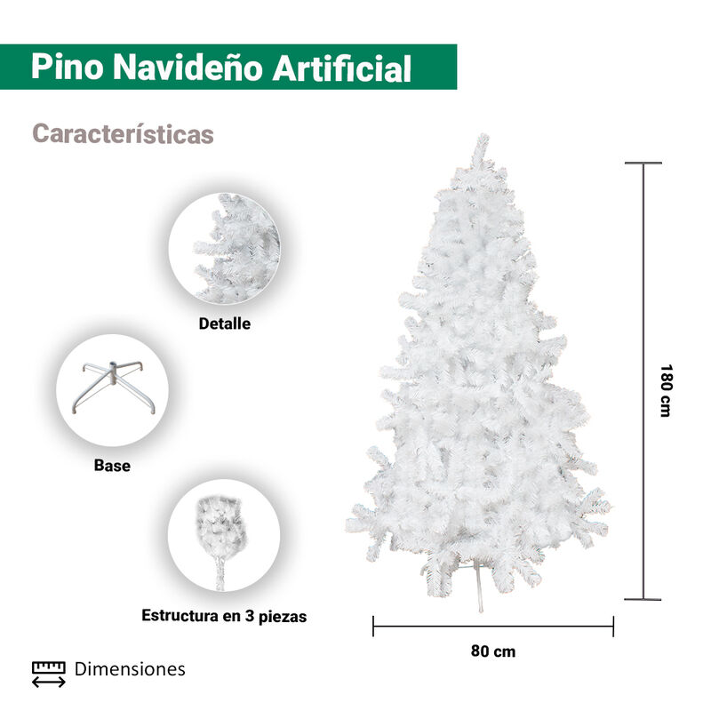 Árbol Pino De Navidad Blanco 180 Cm Cepillo Art... image number null