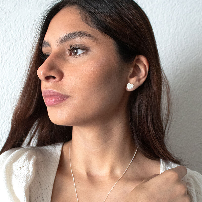 Broqueles Coraz&oacute;n Querer de Plata image number null