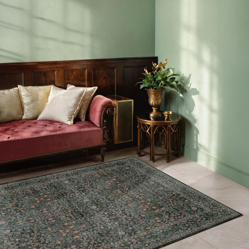 Alfombra Hazo Haus 152 cm Verde Oscuro Lavable ... image number null
