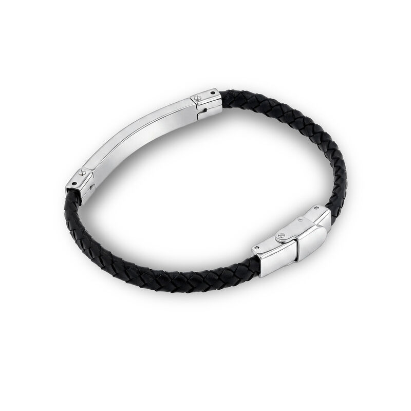Pulsera De Acero Con Piel En Color Negro image number null