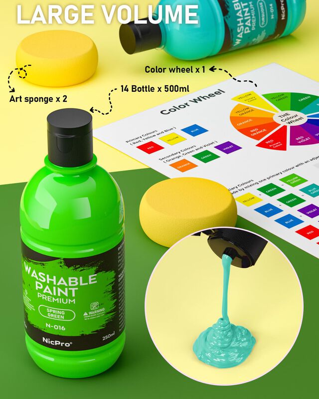 Set De Pintura Nicpro, 18 Colores, Lavable, Acr... image number null