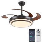 Ventilador De Techo Kunywooe 122 cm Negro Con Luz Retr&aacute;ctil