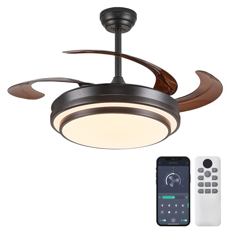 Ventilador De Techo Kunywooe 122 cm Negro Con L... image number null