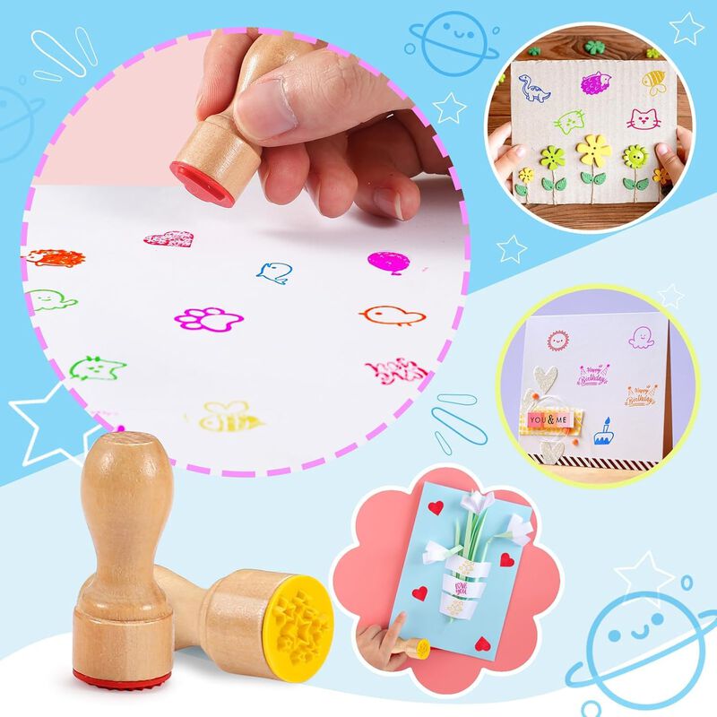 Set De Sellos Mecids Para Ni&ntilde;os Con 21 Sellos D... image number null