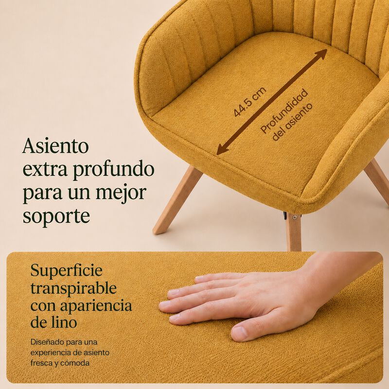 Silla Giratoria Con Brazos Tapizada En Tela Mos... image number null