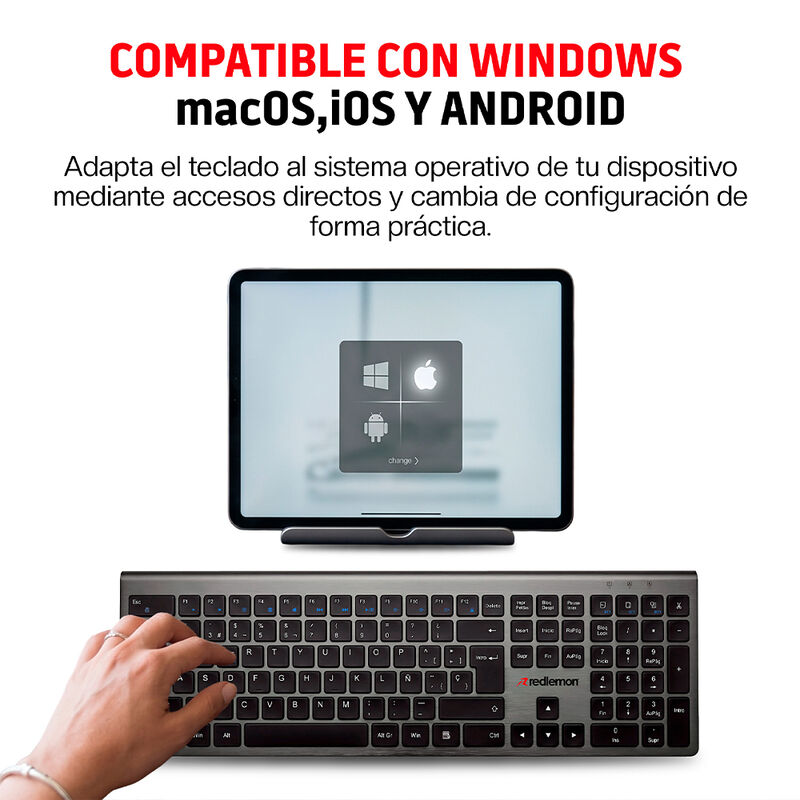 Teclado Inal&aacute;mbrico Bluetooth Silencioso Recarg... image number null
