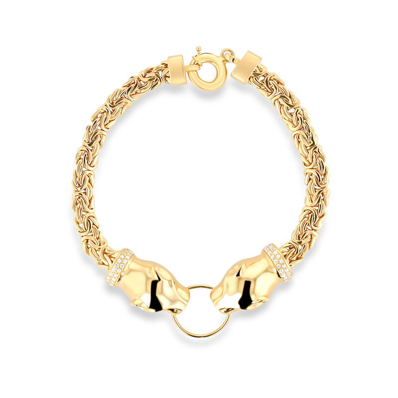 Pulsera De Jaguar De Oro Amarillo 14K Con Zirco... image number null